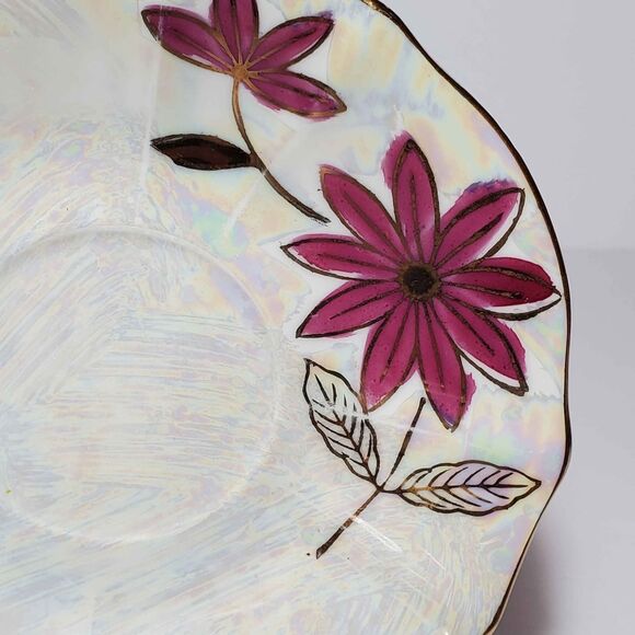 Nasco Teacup and Saucer Pink Flowers Opalescent Vintage - Picture 6 of 10